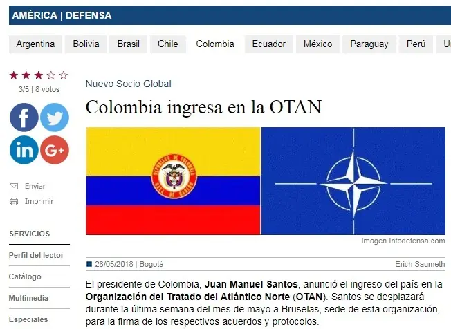 Colombia no va a ser miembro de la OTAN