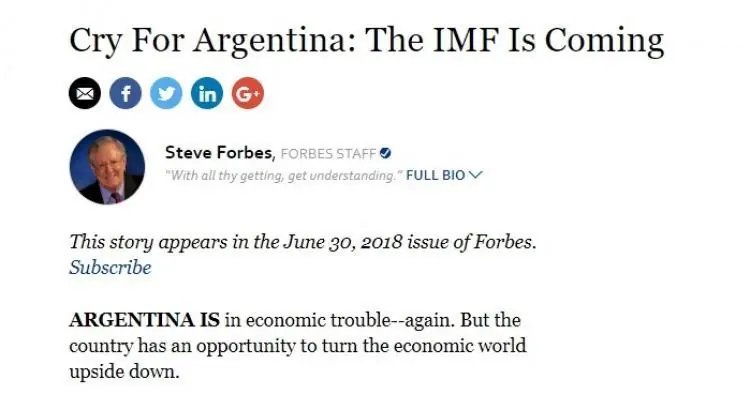 Forbes le sugirió a Macri dolarizar la economía