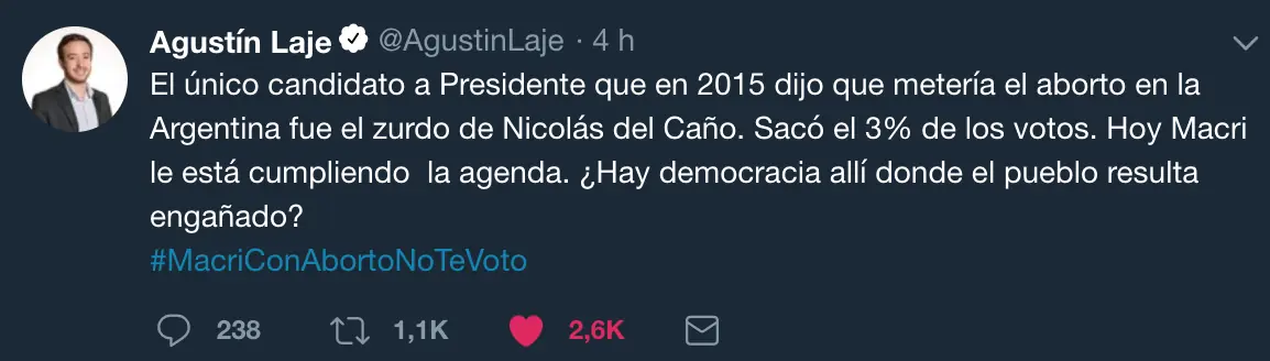 Hagan top y TT el hashtag #MacriConAbortoNoTeVoto