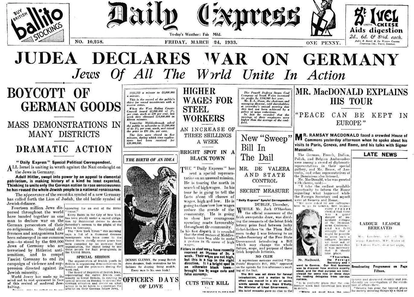 1933. Judea declara la guerra a alemania