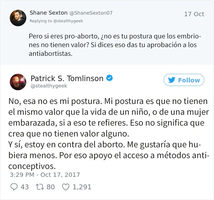 Tambaleo los argumentos antiabortistas con sencilla pregunta