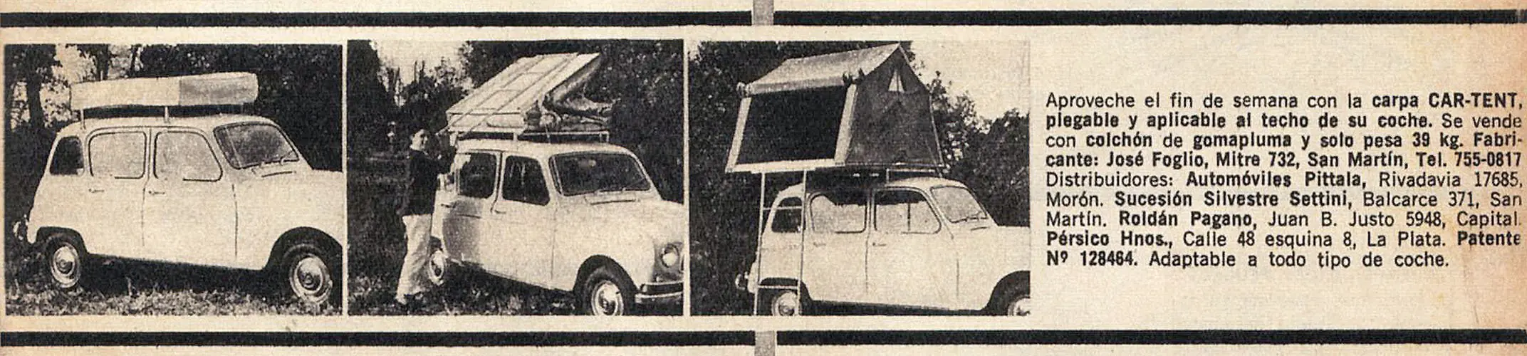 La carpa en el techo del auto