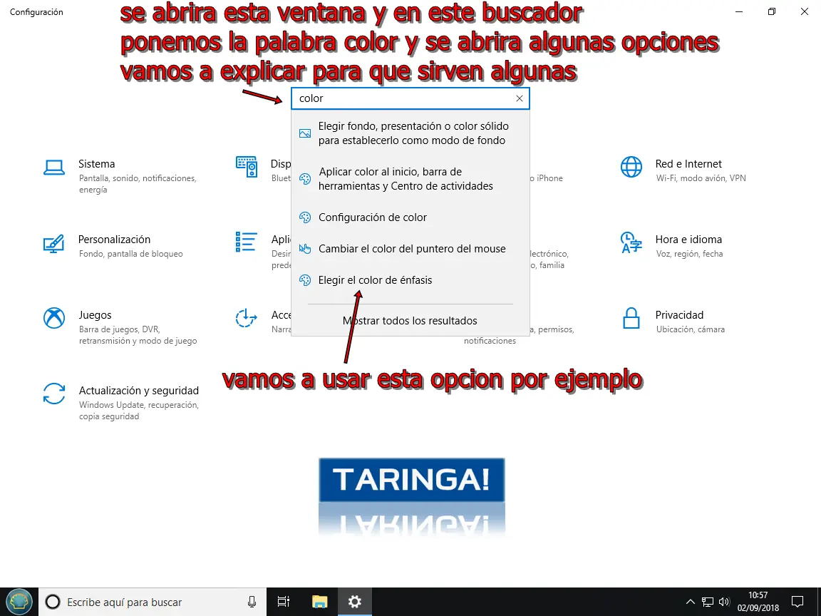 cambiar colores de windows 10