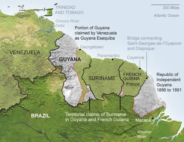 Guyana ambición histórica territorios Venezuela y Suriname