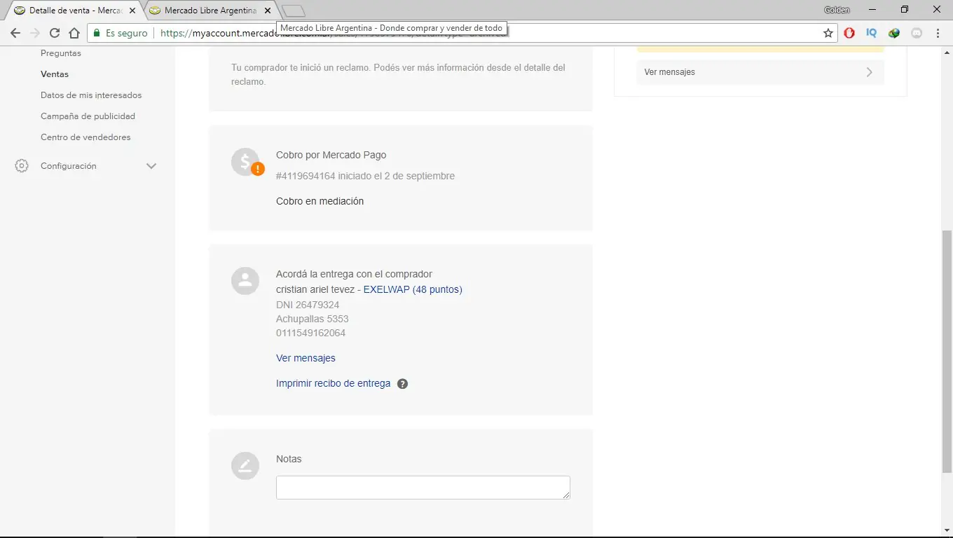 Estafa por mercado libre