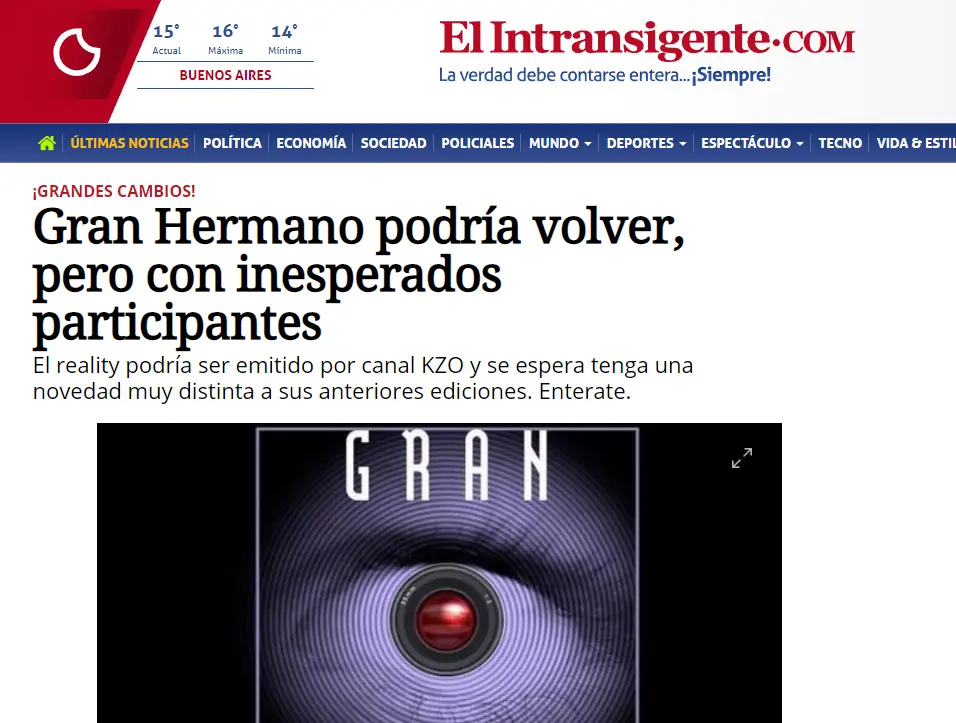 Urgente: Volveria Gran Hermano con una vuelta de rosca