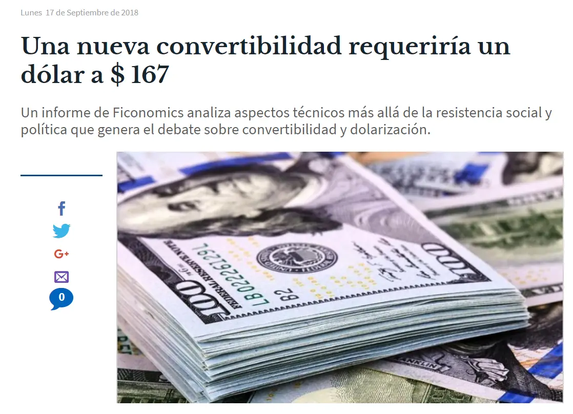 Dolarizar requiere 1 dolar a $167