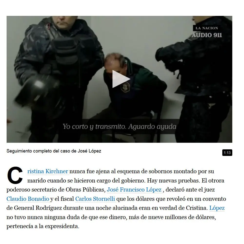 José López declaró que los dólares d/convento eran d/CFK