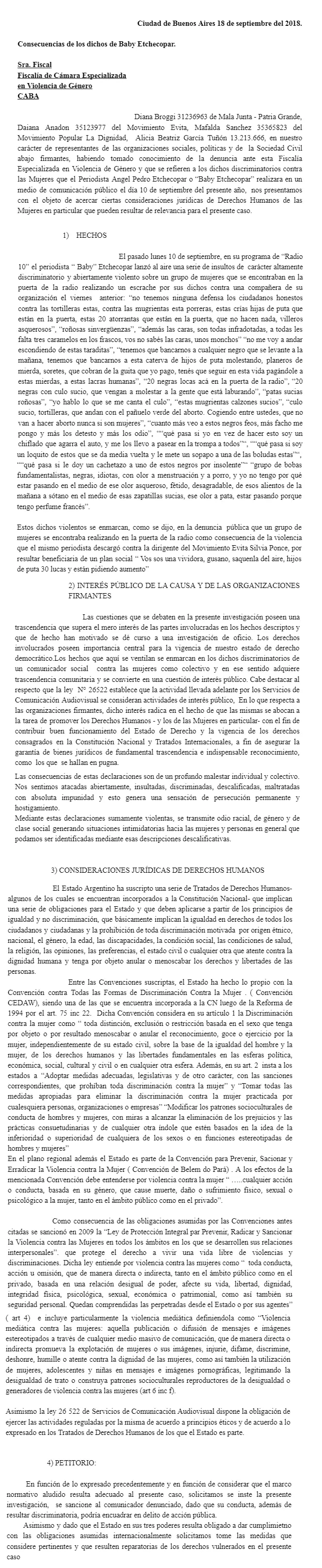 Denunciaron a Baby Etchecopar por declaraciones misóginas