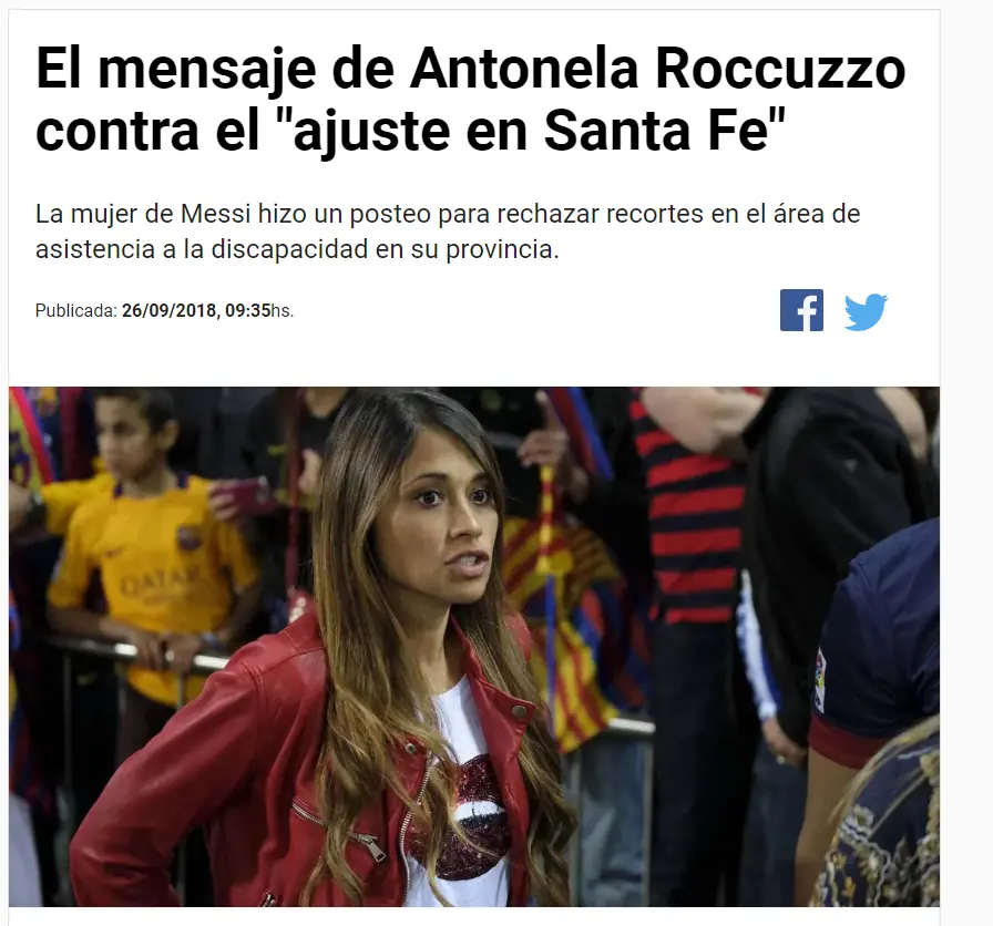 Antonela Roccuzzo convoco a movilizarse contra los ajustes
