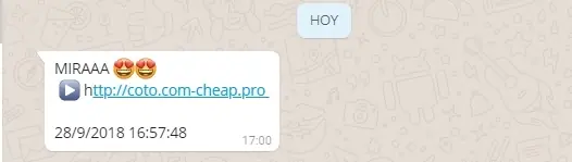 Link por Whatsapp engañoso