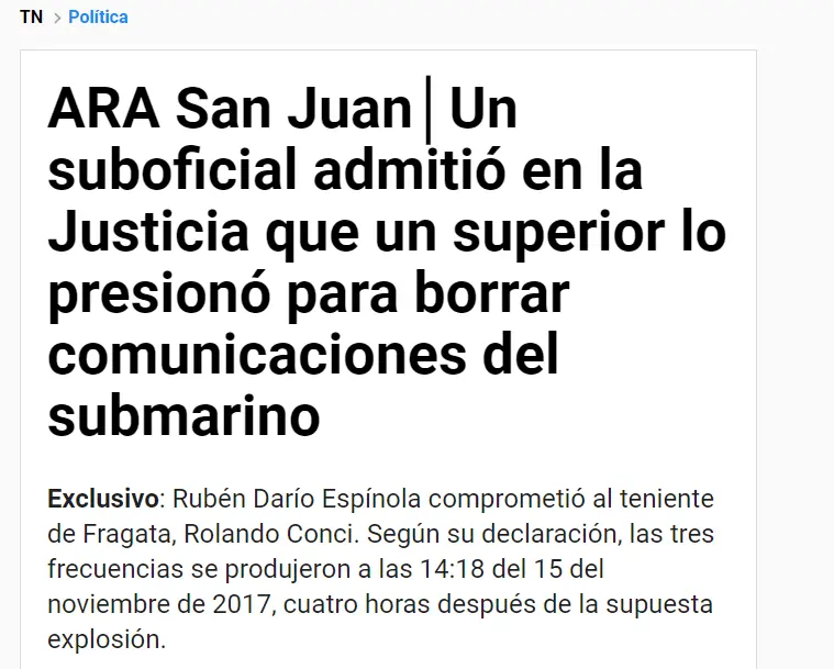Noticia sorprendente sobre el Ara San Juan