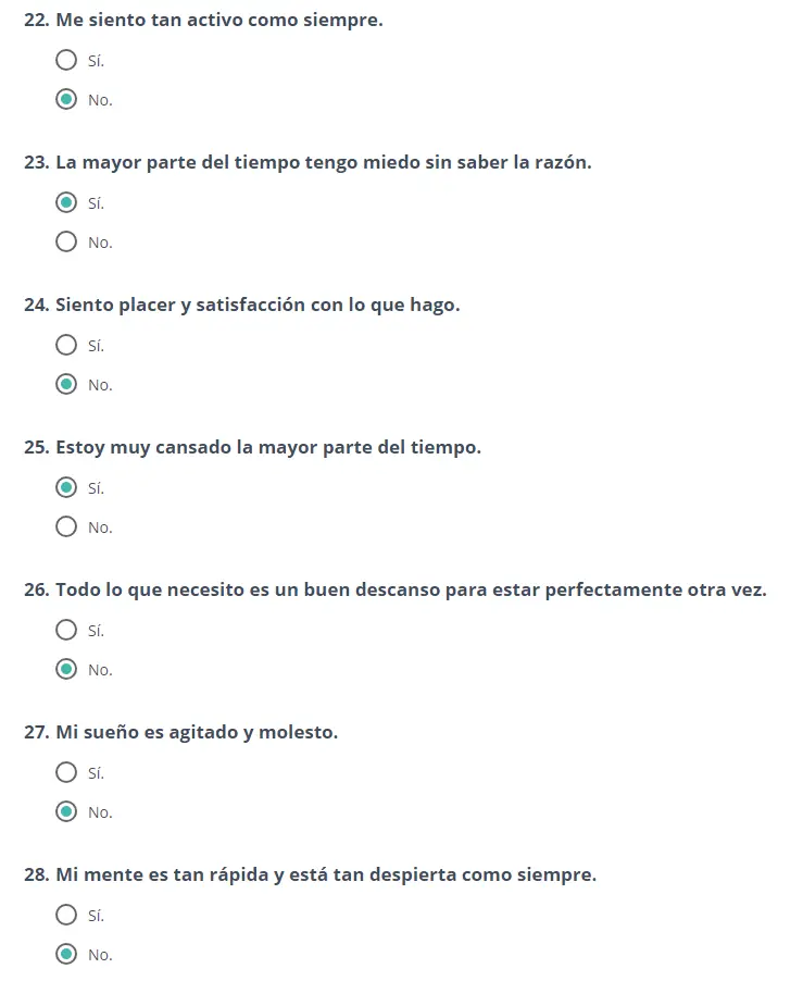 Hice un test de depresión, y este es el resultado