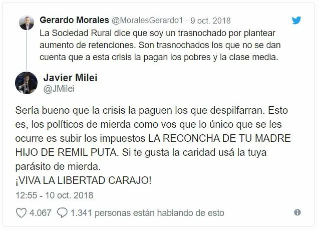 "Hijo de re mil puta" Milei le dijo de todo a Morales