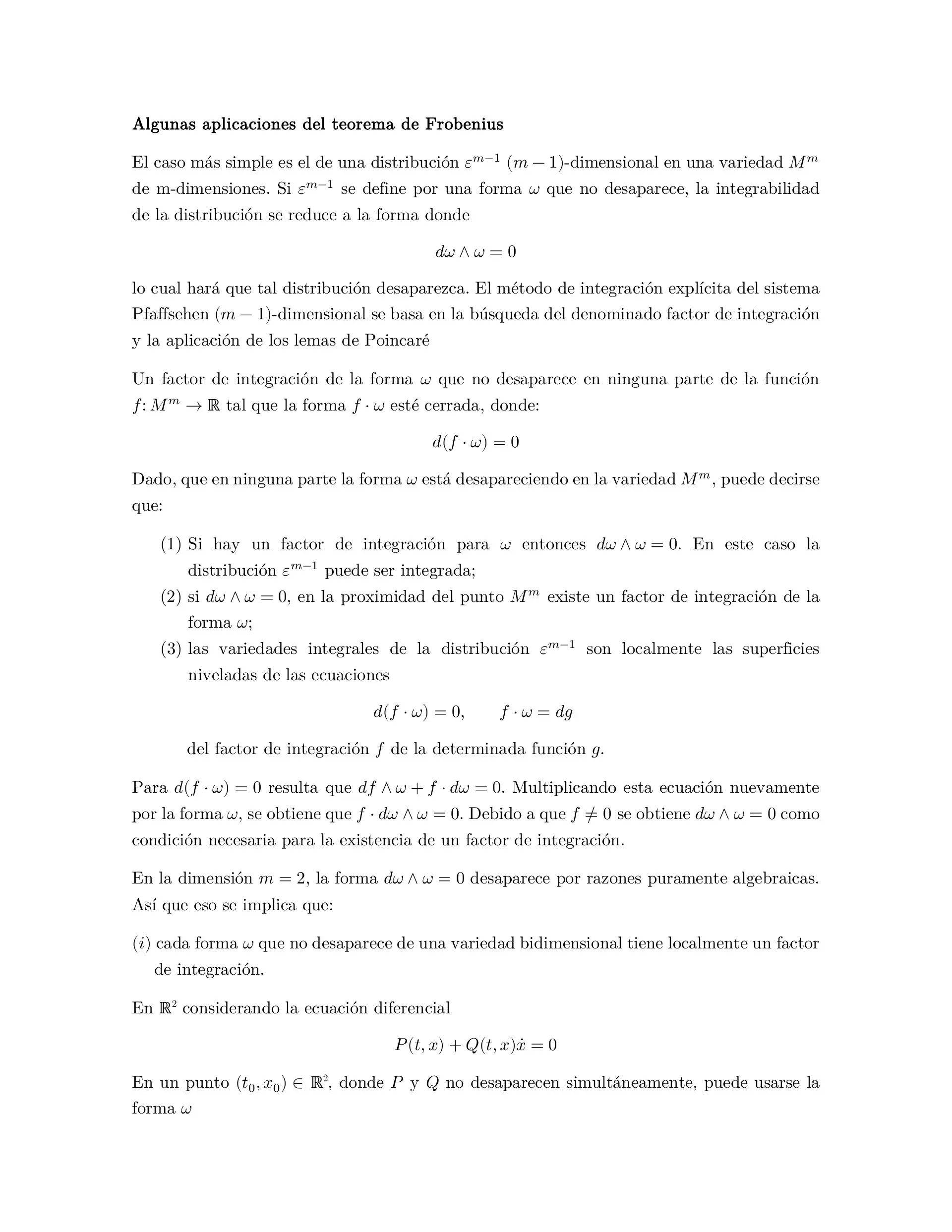 Factor integrante multivariable