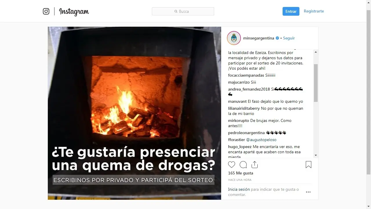 Pato bullrich invita a quemar drogas